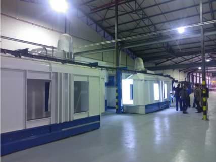 Powder Coating booths with powder recovery systems and cyclones 